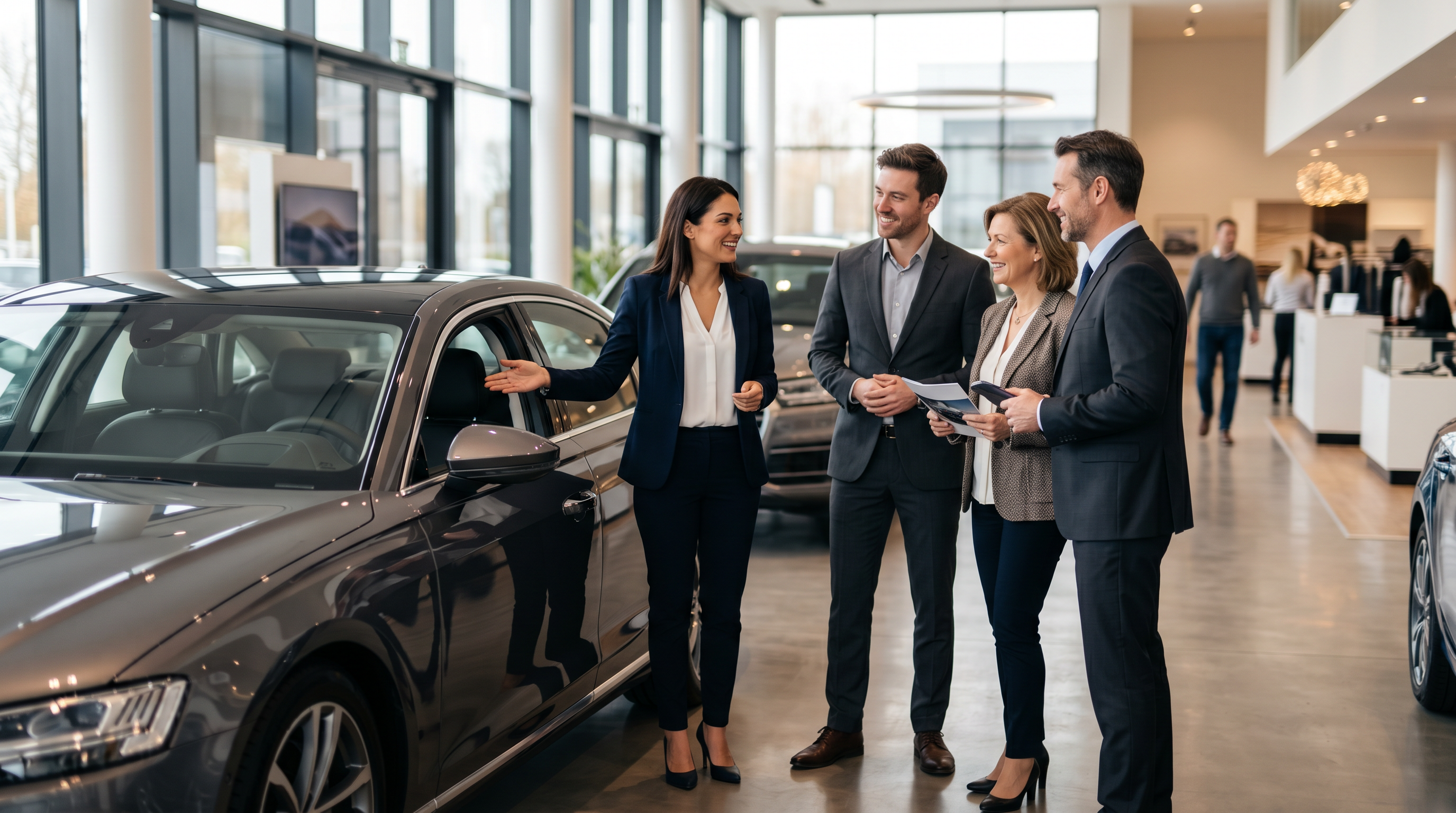 Automotive sales team in action